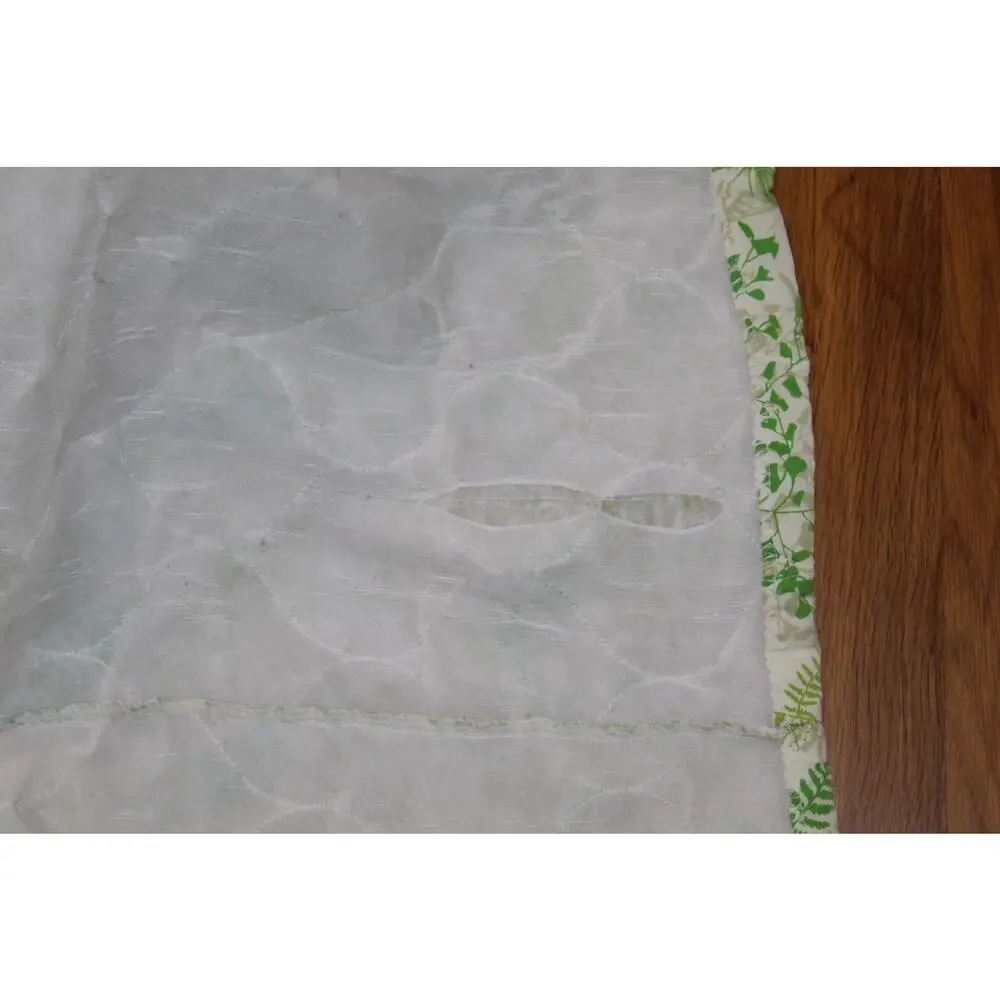 VTG 70s Vera Neumann Green Shadow Fern Butterfly Quilted Bedspread King 106x107